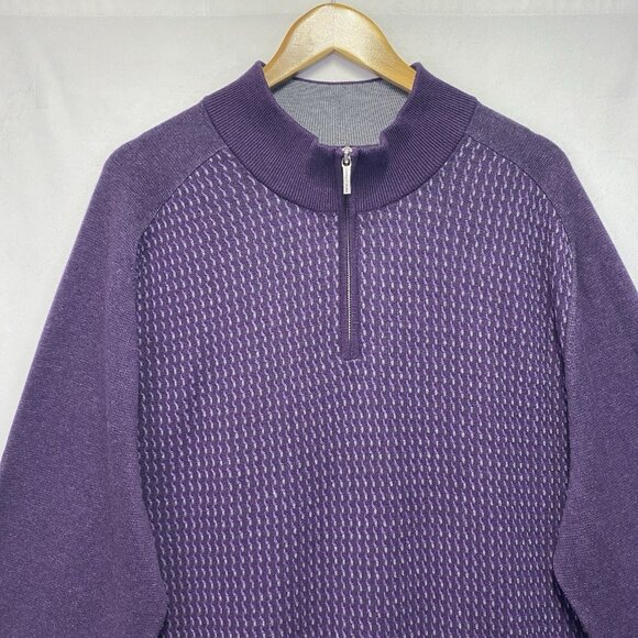Tommy Bahama Seaport Quater-Zip Mock Neck Pullover Knit Sweater Men XXL Purple - Picture 11 of 12